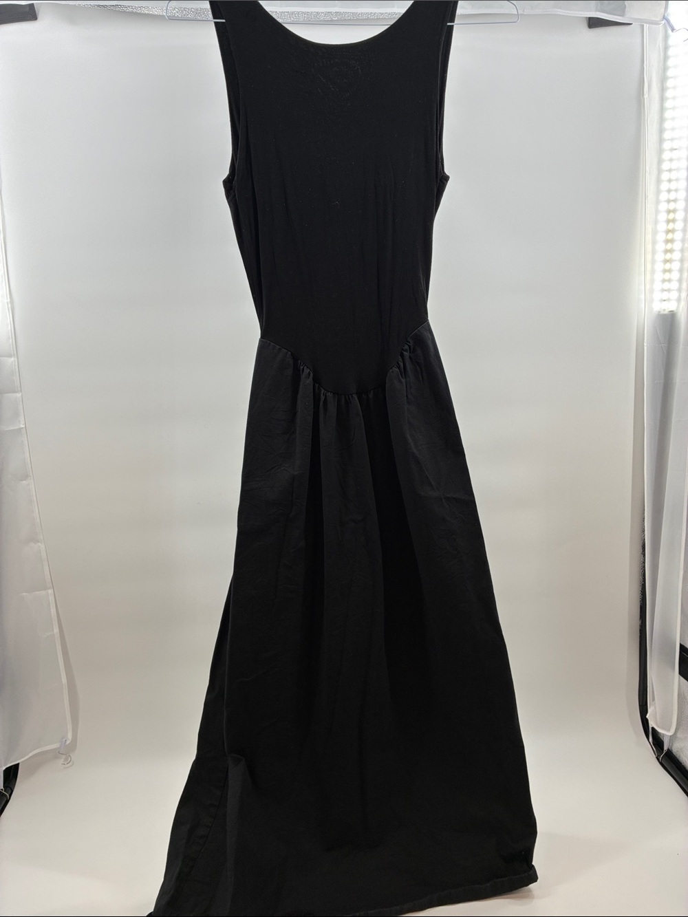 Project Social T Black Sleeveless Maxi Dress with Gathered Skirt
